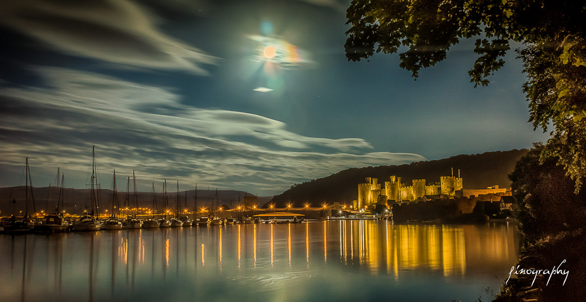 Conwy at Night by H.Fino of Castlebank Hotel Conwy North Wales